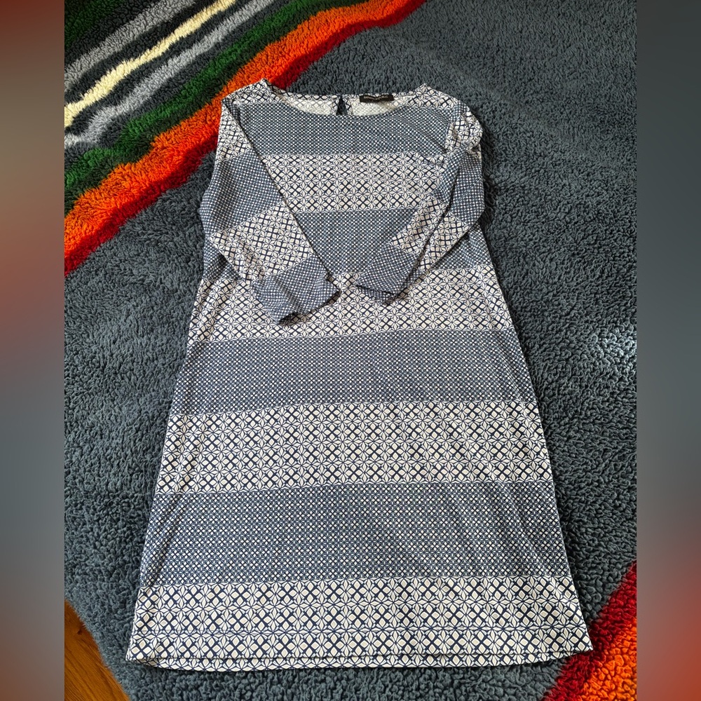 Banana Republic Navy and White Geometric Dress